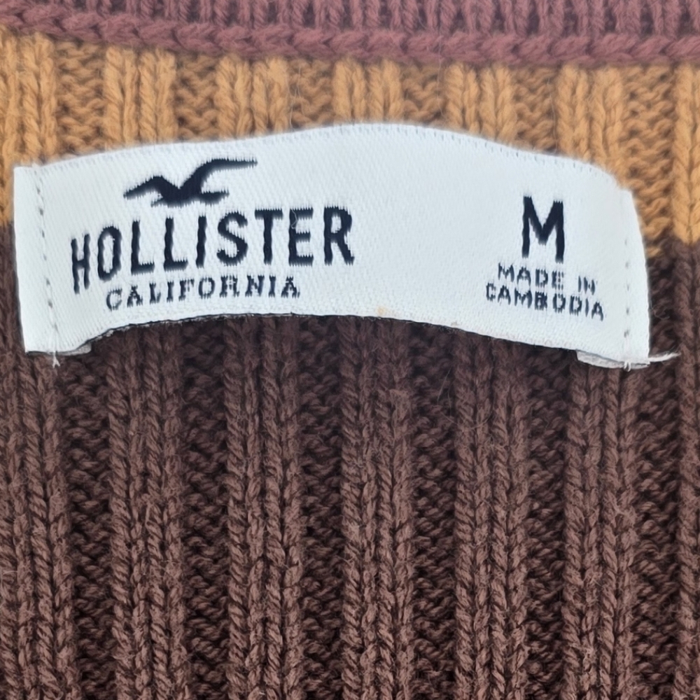 Hollister Ribbed Knit Striped Long Sleeve Sweater Top Size M - Picture 2 of 5